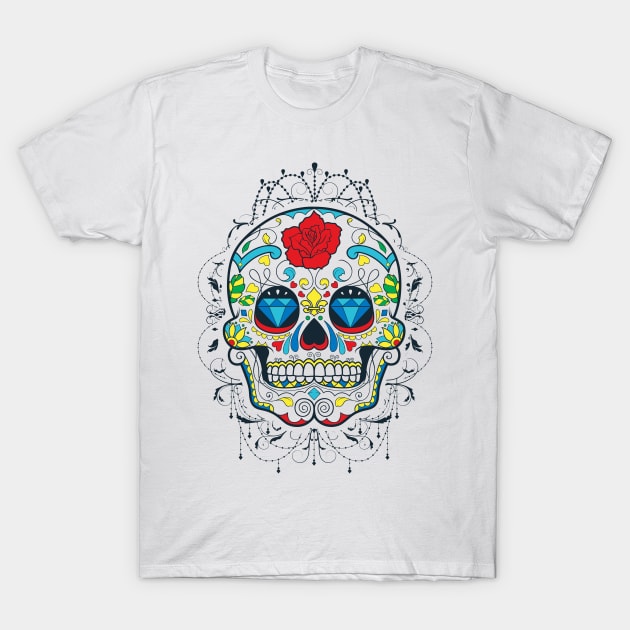 Sugar Skull with Gems T-Shirt by NiceIO